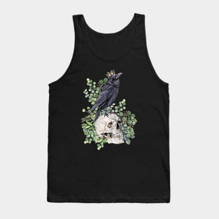 Gothic black raven with skull and crow, skeleton eucaliptus leaves Tank Top